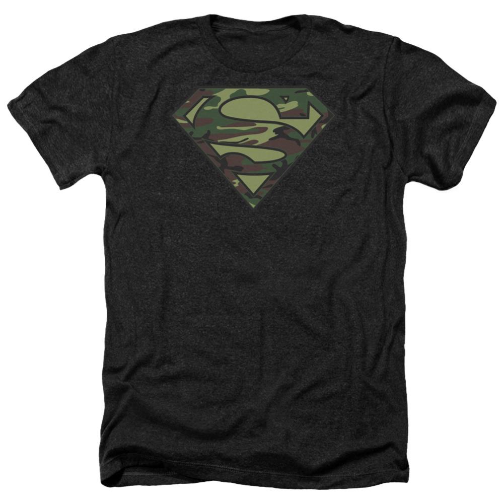 Superman Camo Logo Men's 30/1 Heather 60 40 Poly SS T
