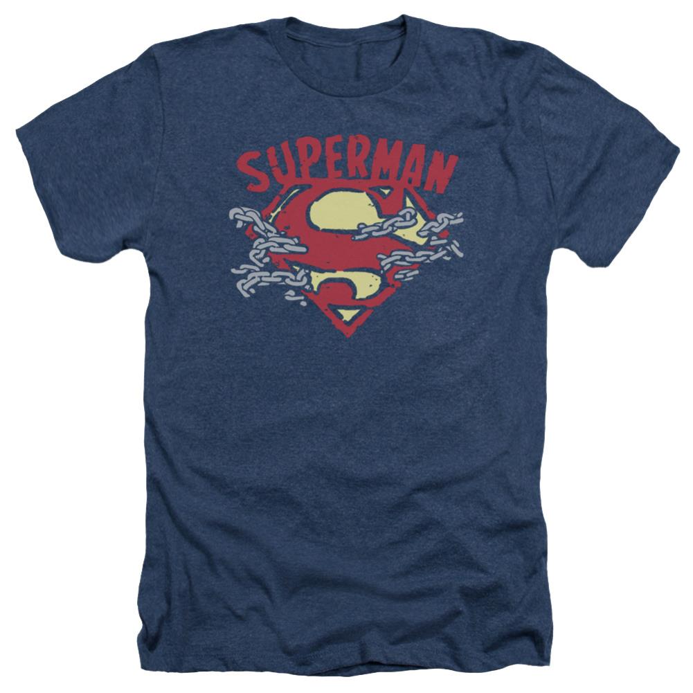 Superman Chain Breaking Men's 30/1 Heather 60 40 Poly SS T