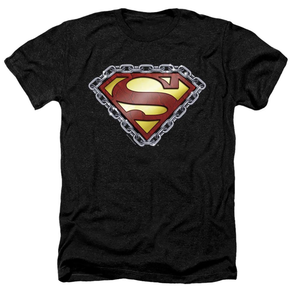 Superman Chained Shield Men's 30/1 Heather 60 40 Poly SS T