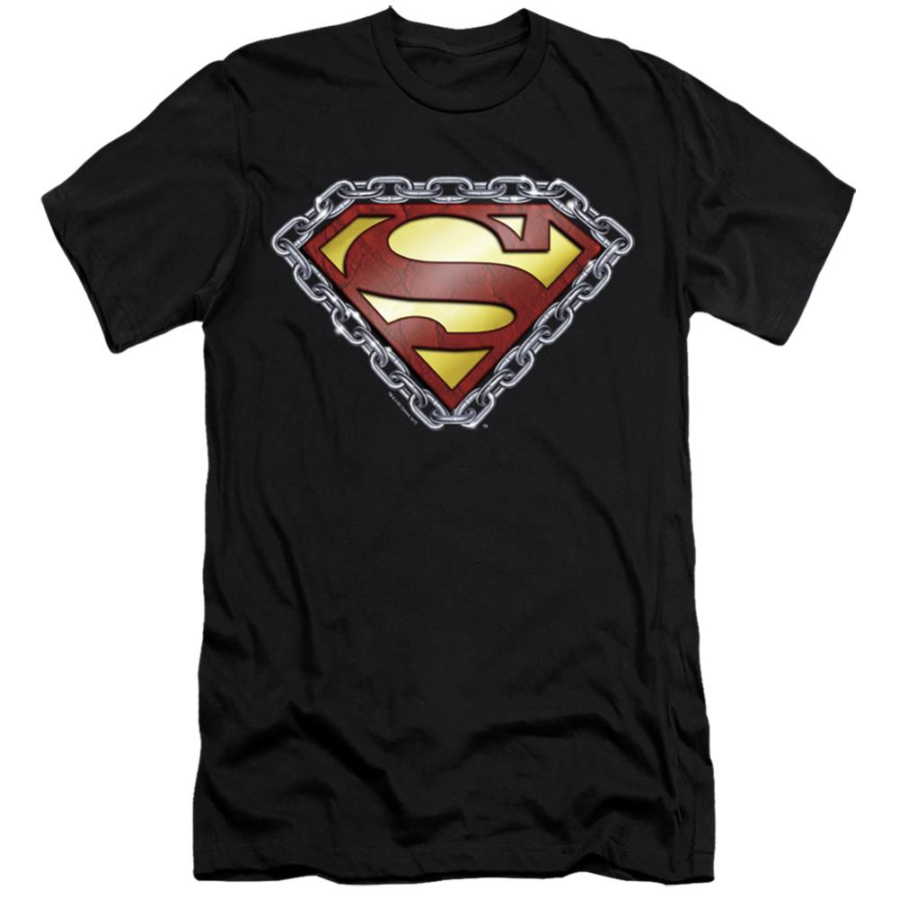 Superman Chained Shield Men's Ultra-Soft 30/1 Cotton Slim SS T
