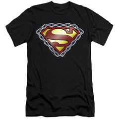 Superman Chained Shield Men's Ultra-Soft 30/1 Cotton Slim SS T