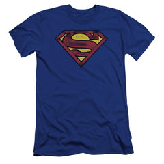 Superman Charcoal Shield Men's Ultra-Soft 30/1 Cotton Slim SS T