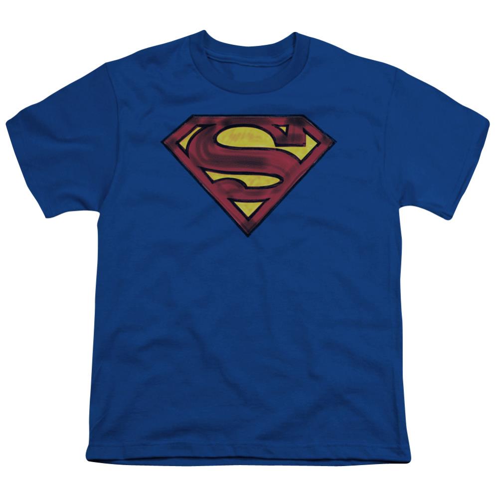 Superman Charcoal Shield Youth 18/1 100% Cotton SS T