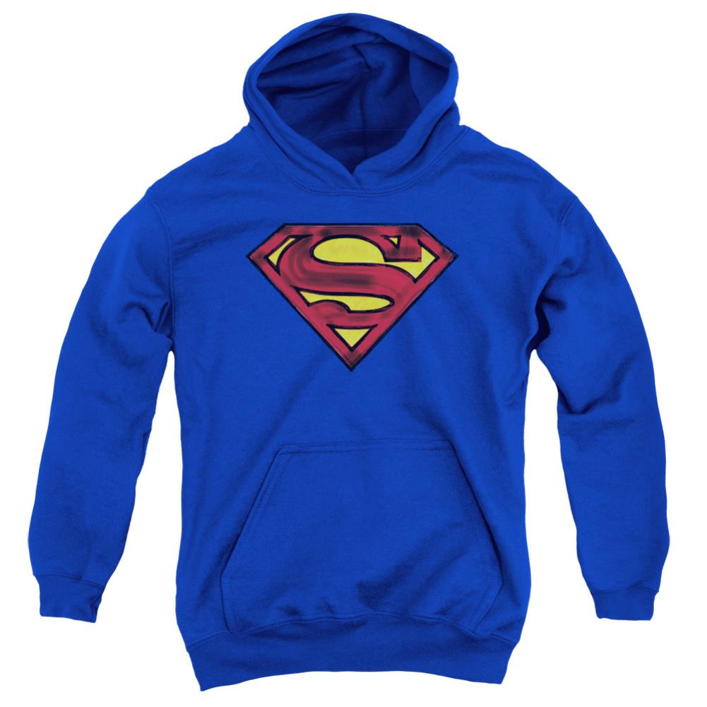 Superman Charcoal Shield Youth Cotton Poly Pull-Over Hoodie