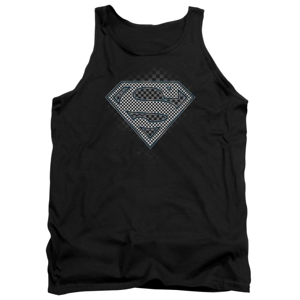 Superman Checkerboard Men's 18/1 Cotton Tank Top