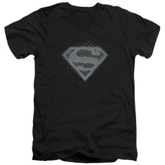 Superman Checkerboard Men's 30/1 Cotton Slim V-Neck T