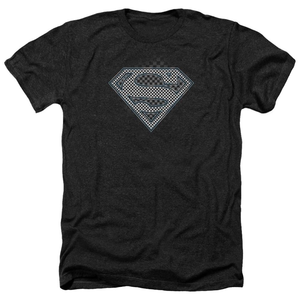 Superman Checkerboard Men's 30/1 Heather 60 40 Poly SS T