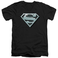 Superman Chrome Shield Men's 30/1 Cotton Slim V-Neck T