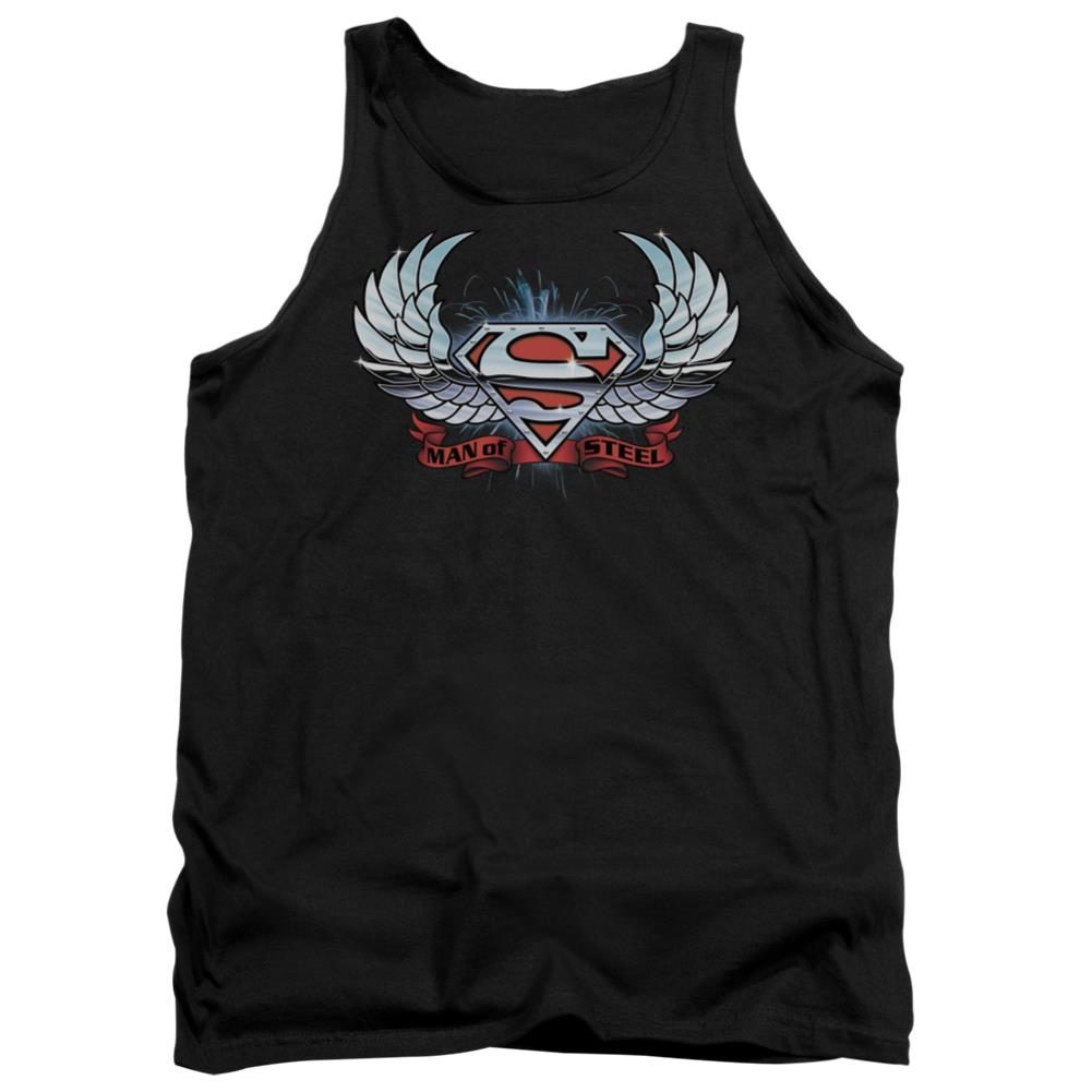 Superman Chrome Wings Shield Men's 18/1 Cotton Tank Top