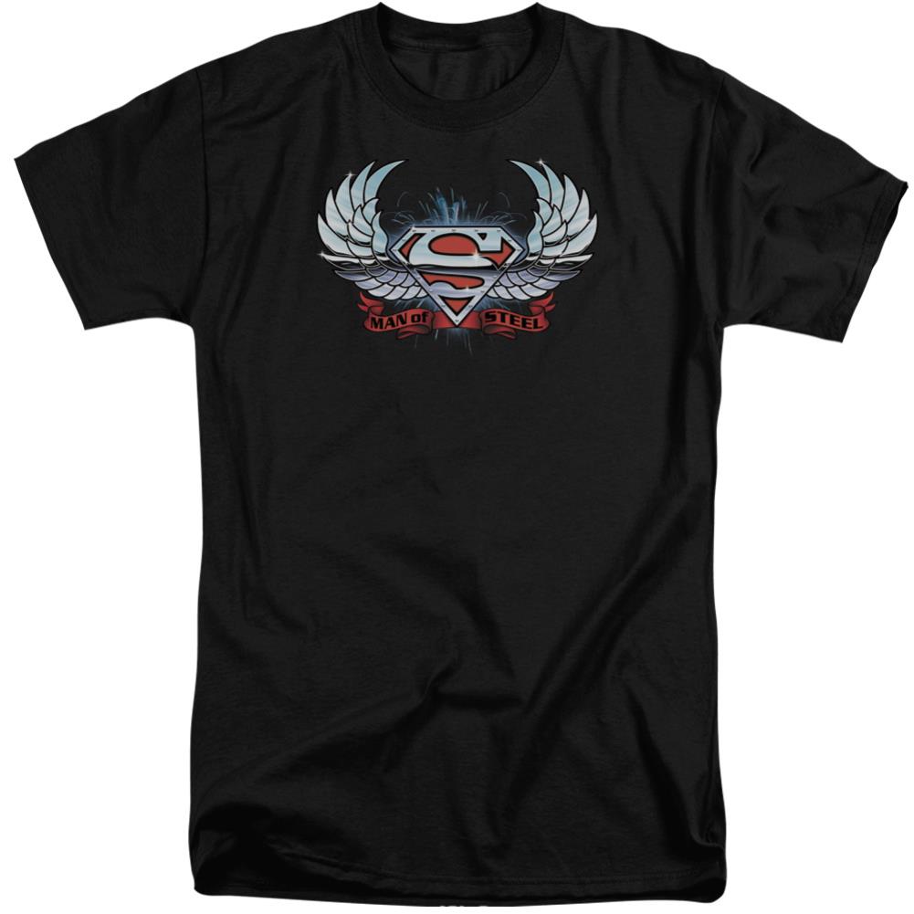 Superman Chrome Wings Shield Men's 18/1 Tall Cotton SS T