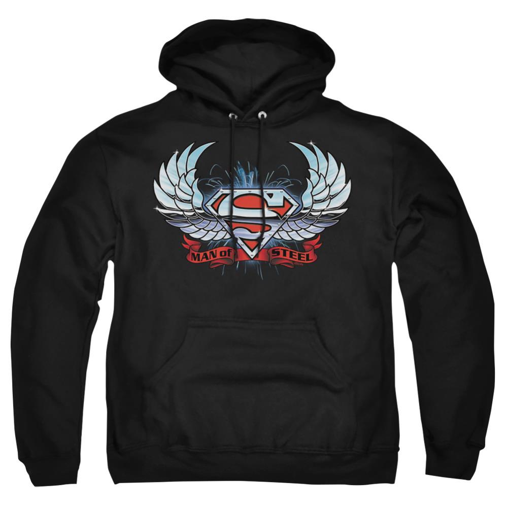 Superman Chrome Wings Shield Men's Pull-Over 75 25 Poly Hoodie