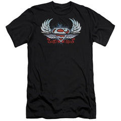 Superman Chrome Wings Shield Men's Ultra-Soft 30/1 Cotton Slim SS T