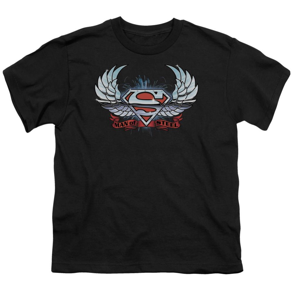 Superman Chrome Wings Shield Youth 18/1 100% Cotton SS T