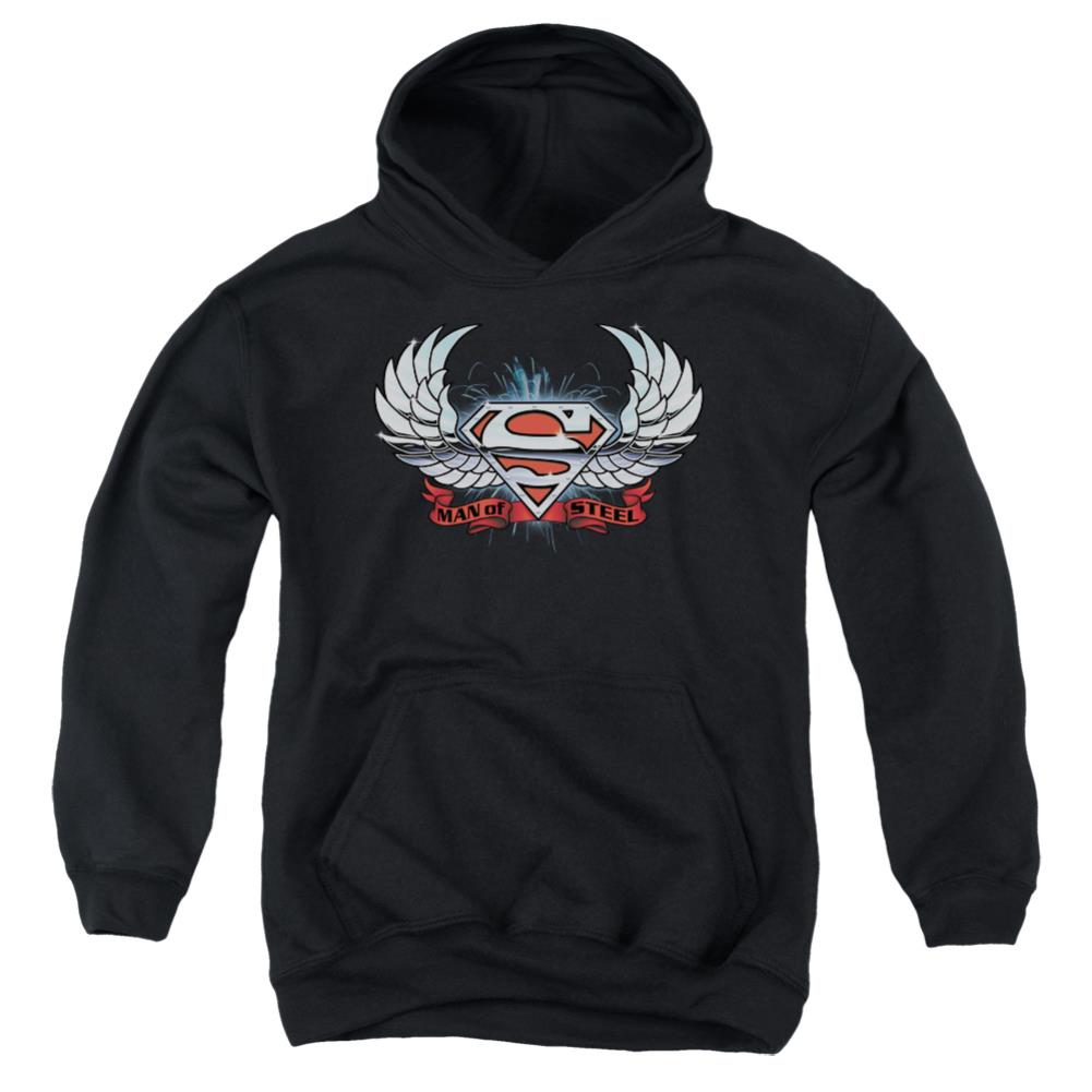 Superman Chrome Wings Shield Youth Cotton Poly Pull-Over Hoodie