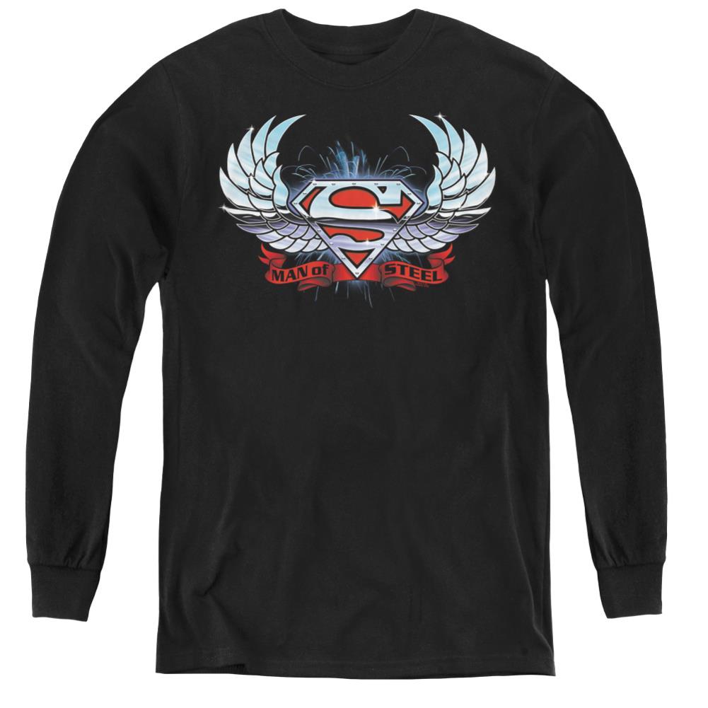 Superman Chrome Wings Shield Youth LS T