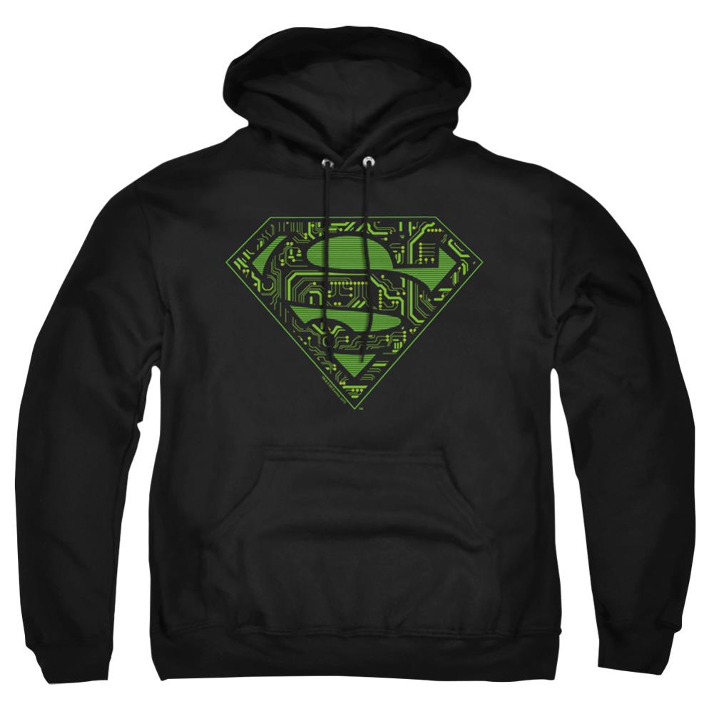 Superman Circuits Shield Men's Pull-Over 75 25 Poly Hoodie