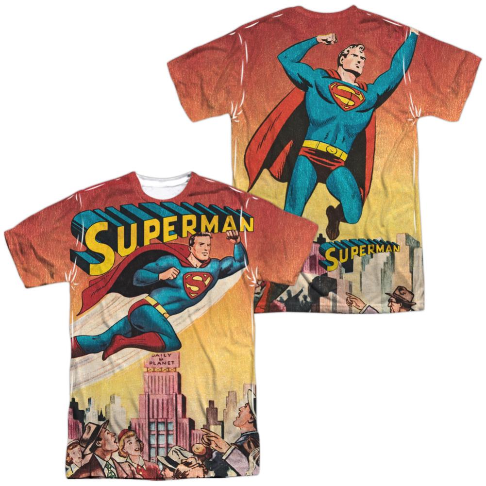 Superman City Flying (Front/Back Print) Men's Regular Fit Polyester SS T