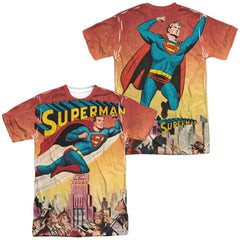 Superman City Flying (Front/Back Print) Men's Regular Fit Polyester SS T