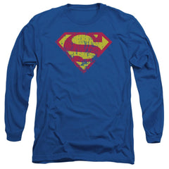Superman Classic Logo Distressed Men's 18/1 Cotton LS T