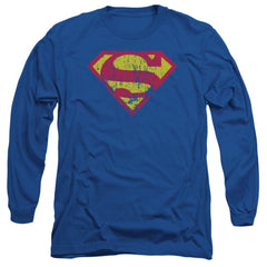 Superman Classic Logo Distressed Men's 18/1 Cotton LS T
