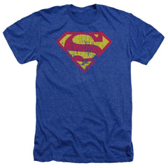 Superman Classic Logo Distressed Men's 30/1 Heather 60 40 Poly SS T