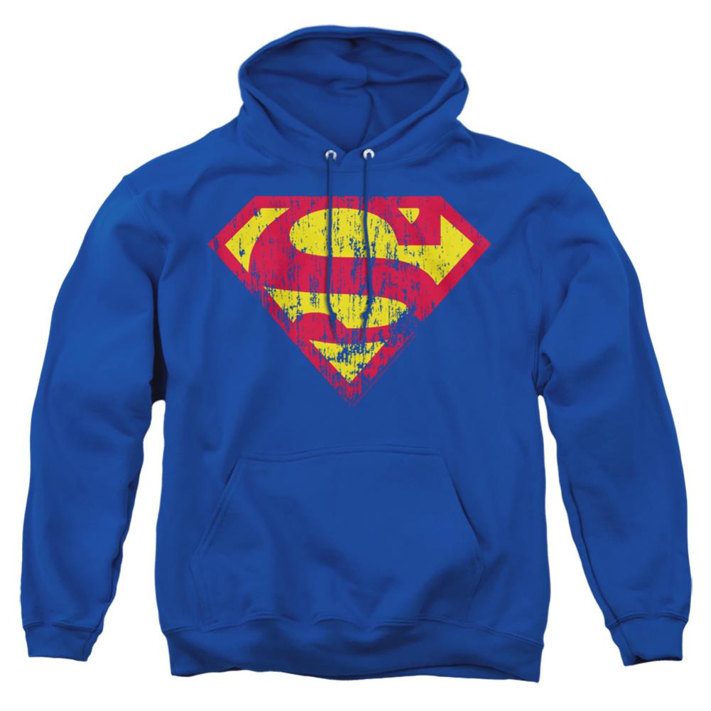 Superman Classic Logo Distressed Men's Pull-Over 75 25 Poly Hoodie