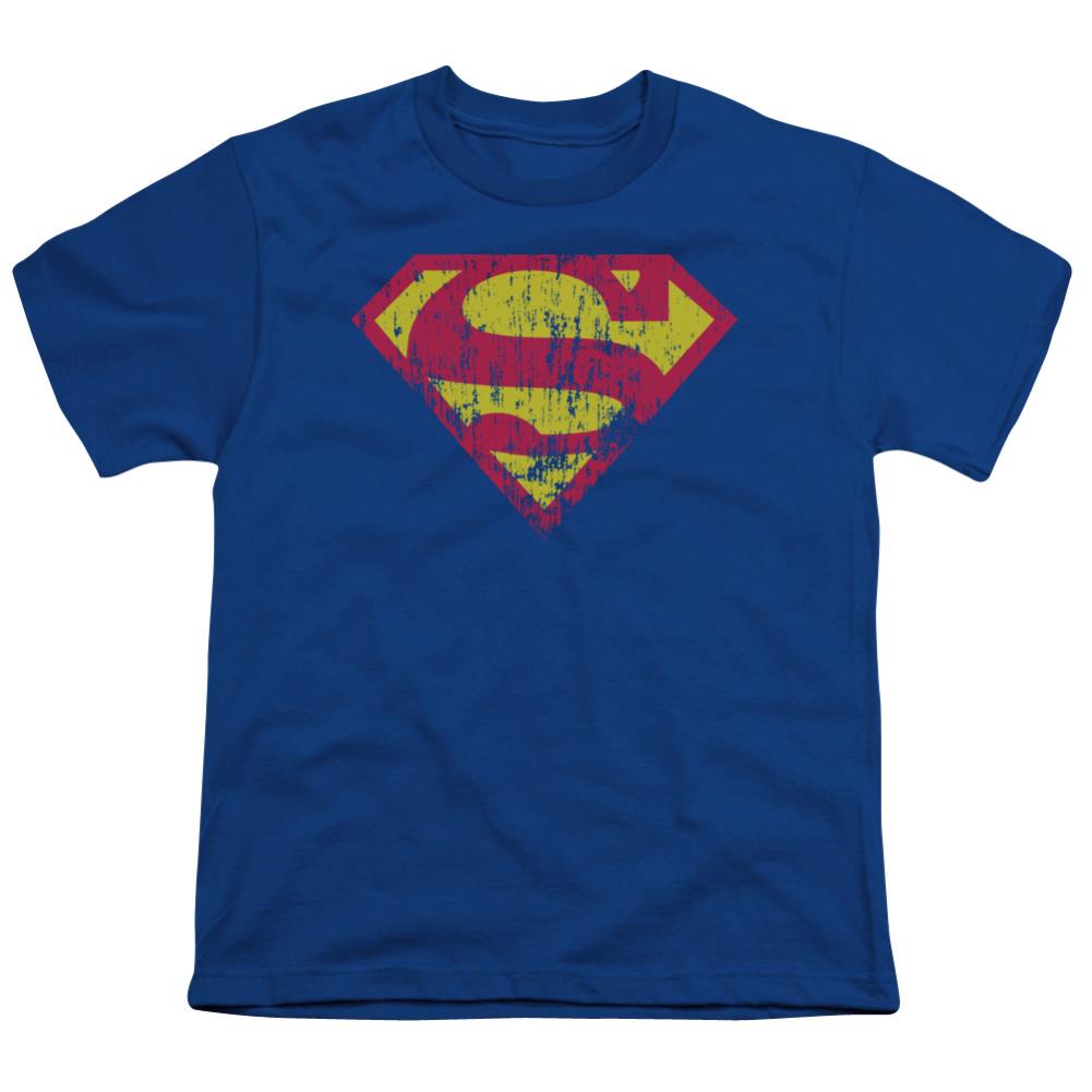Superman Classic Logo Distressed Youth 18/1 100% Cotton SS T