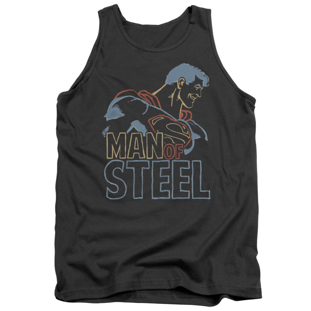 Superman Colored Lines Men's 18/1 Cotton Tank Top