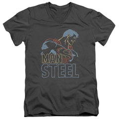 Superman Colored Lines Men's 30/1 Cotton Slim V-Neck T