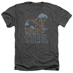 Superman Colored Lines Men's 30/1 Heather 60 40 Poly SS T