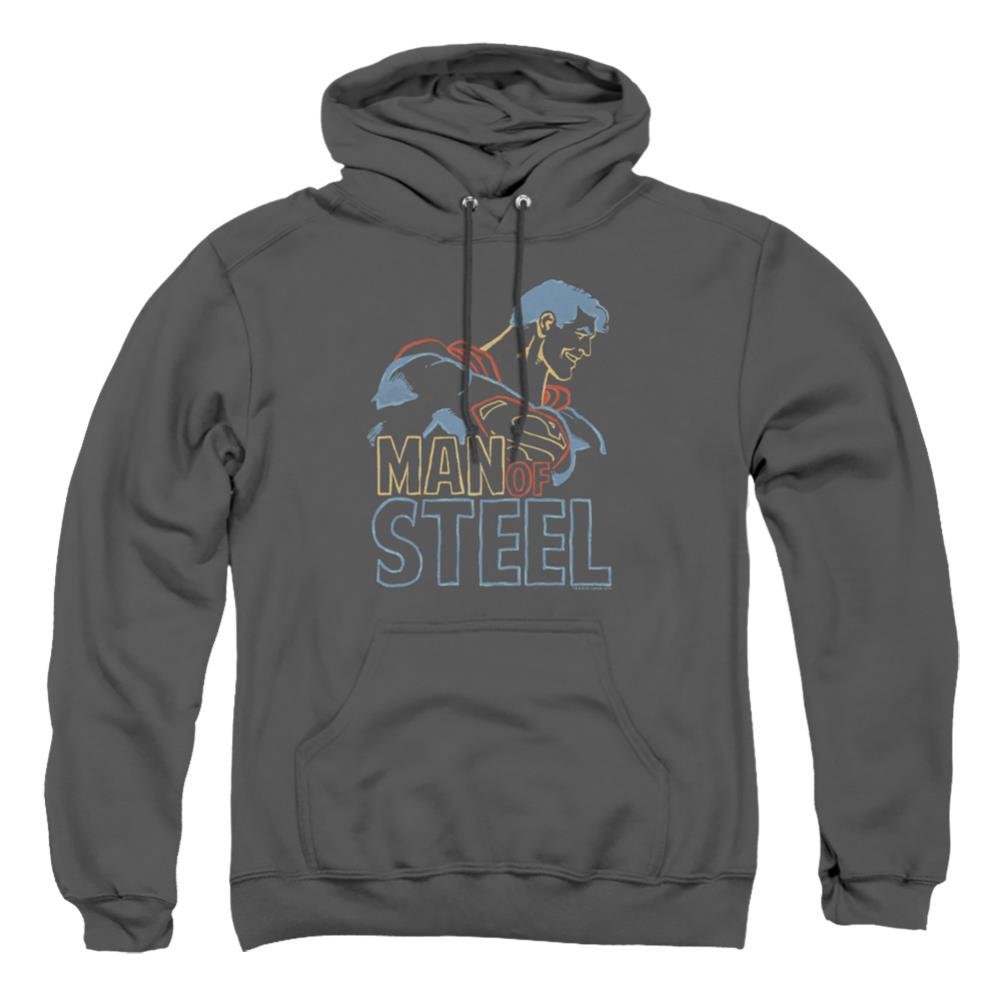 Superman Colored Lines Men's Pull-Over 75 25 Poly Hoodie
