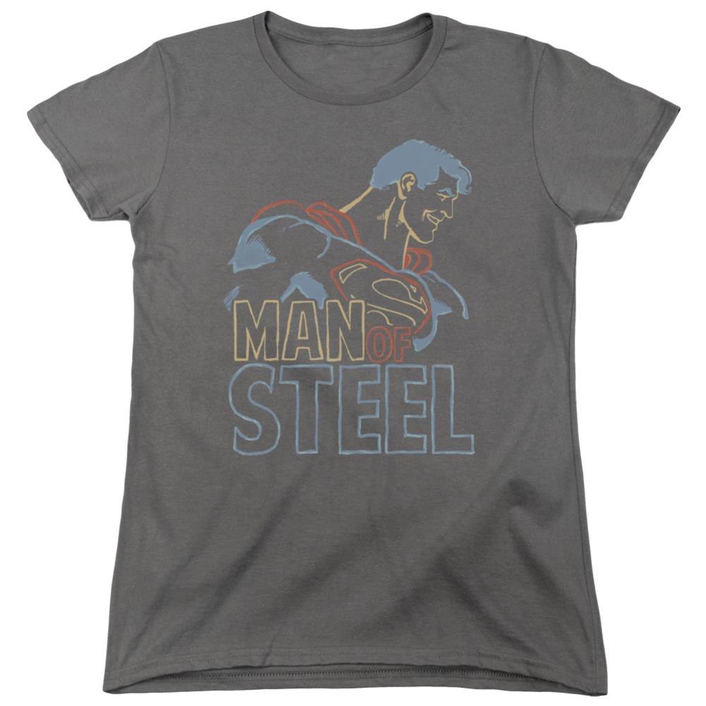 Superman Colored Lines Women's 18/1 Cotton SS T