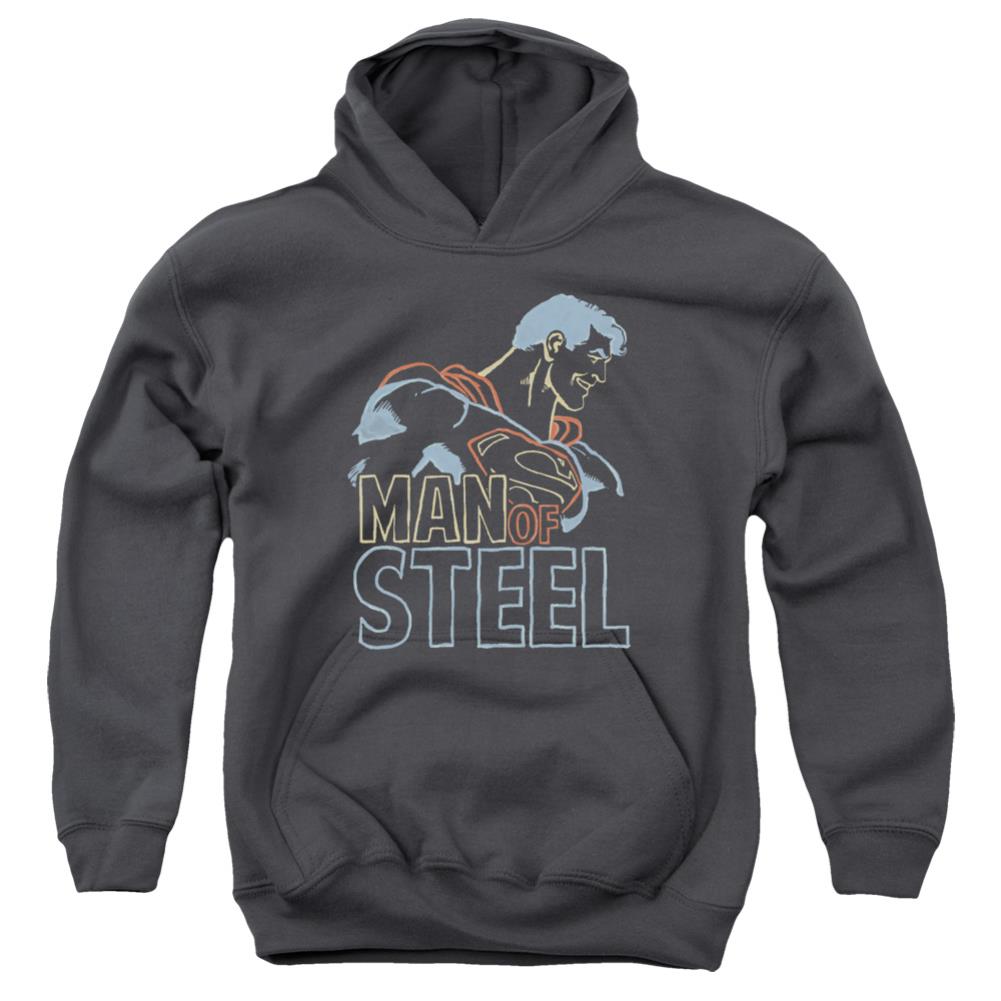 Superman Colored Lines Youth Cotton Poly Pull-Over Hoodie