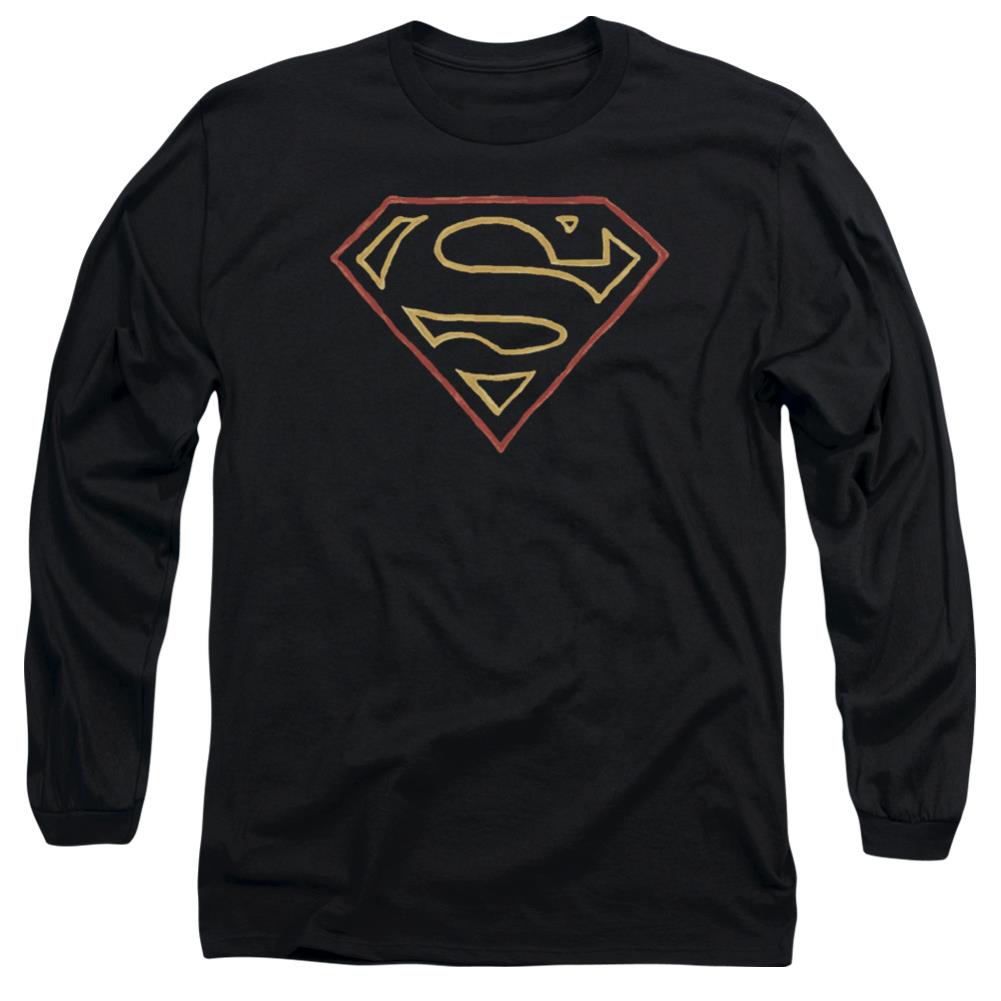 Superman Colored Shield Men's 18/1 Cotton LS T