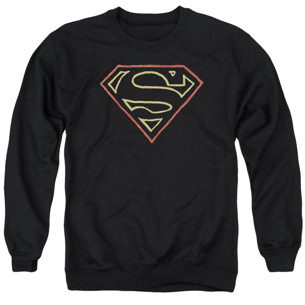 Superman Colored Shield Men's Crewneck 50 50 Poly LS T