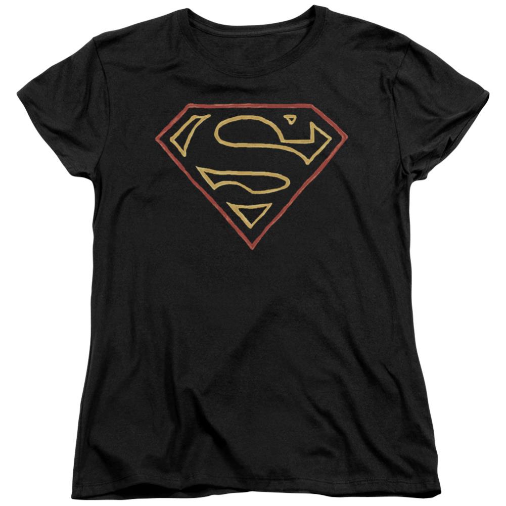 Superman Colored Shield Women's 18/1 Cotton SS T