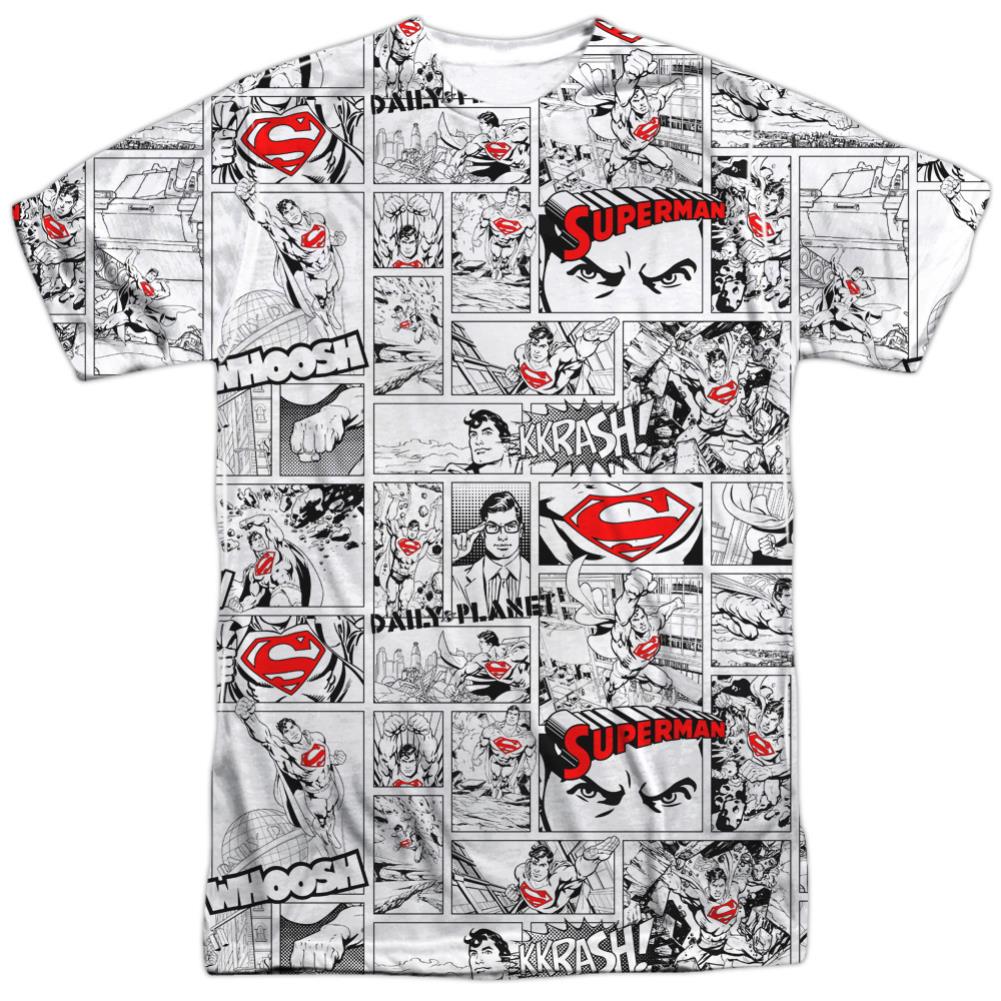 Superman Comic Page All Over Men's Regular Fit Polyester SS T