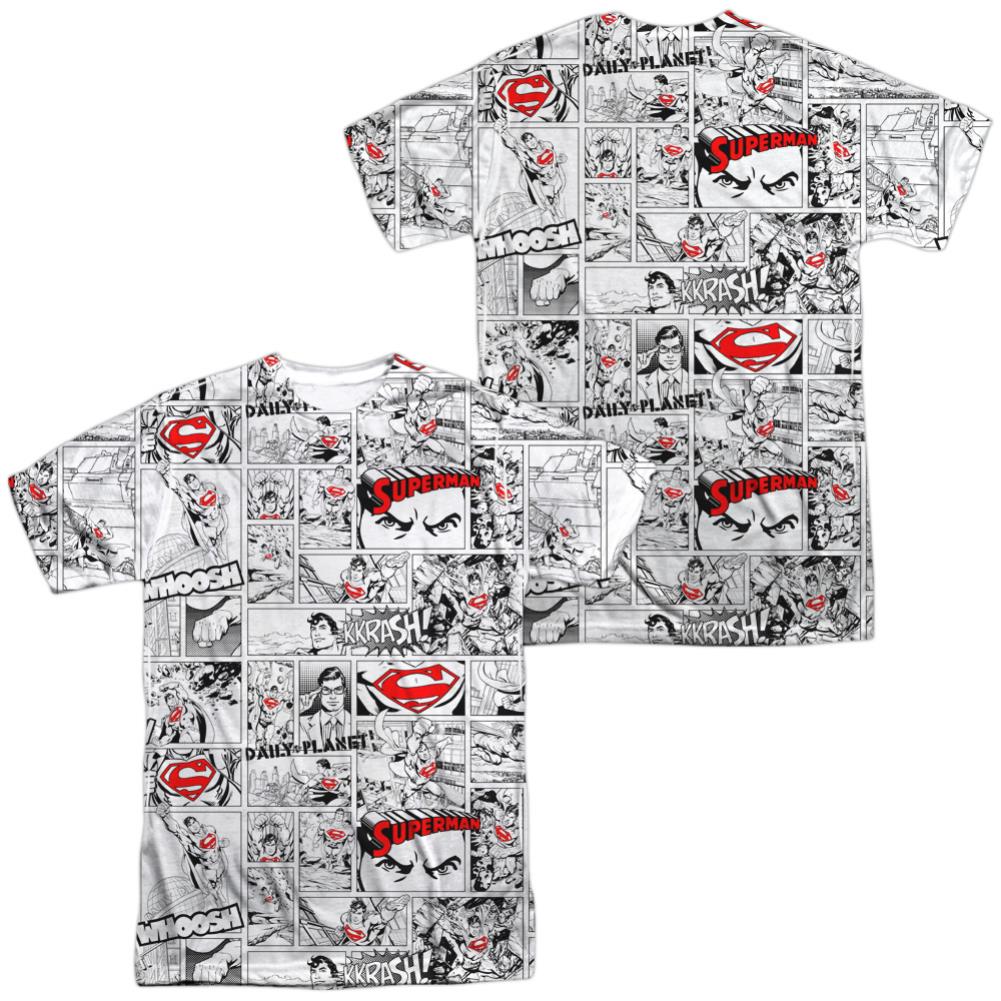 Superman Comic Page All Over Men's Regular Fit Polyester SS T