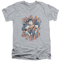 Superman Coming Through Men's 30/1 Cotton Slim V-Neck T