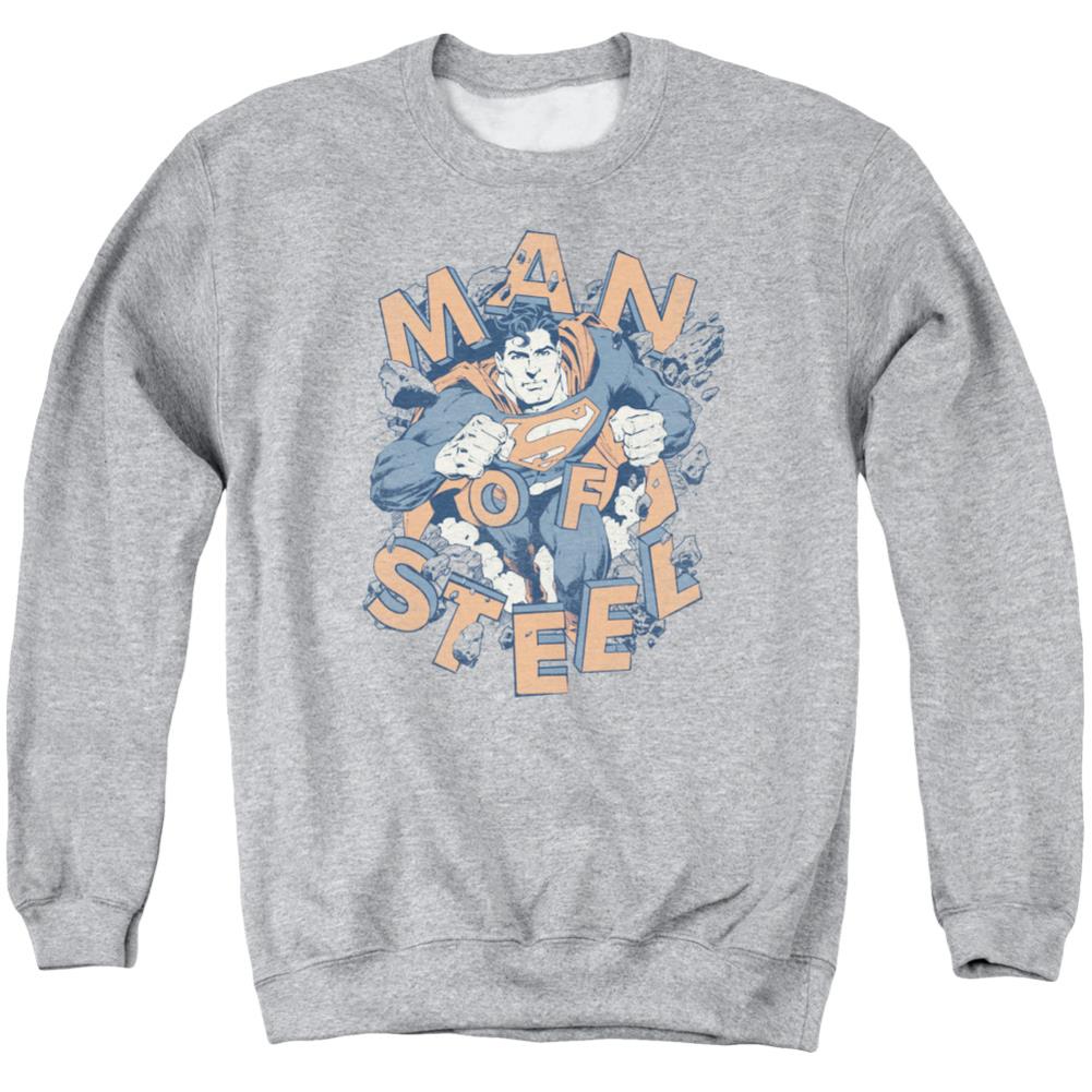 Superman Coming Through Men's Crewneck 50 50 Poly LS T