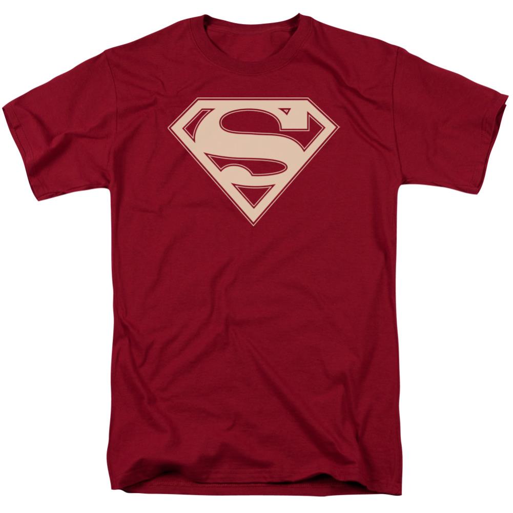 Superman Crimson & Cream Shield Men's 18/1 Cotton SS T