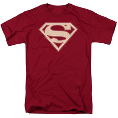Superman Crimson & Cream Shield Men's 18/1 Cotton SS T
