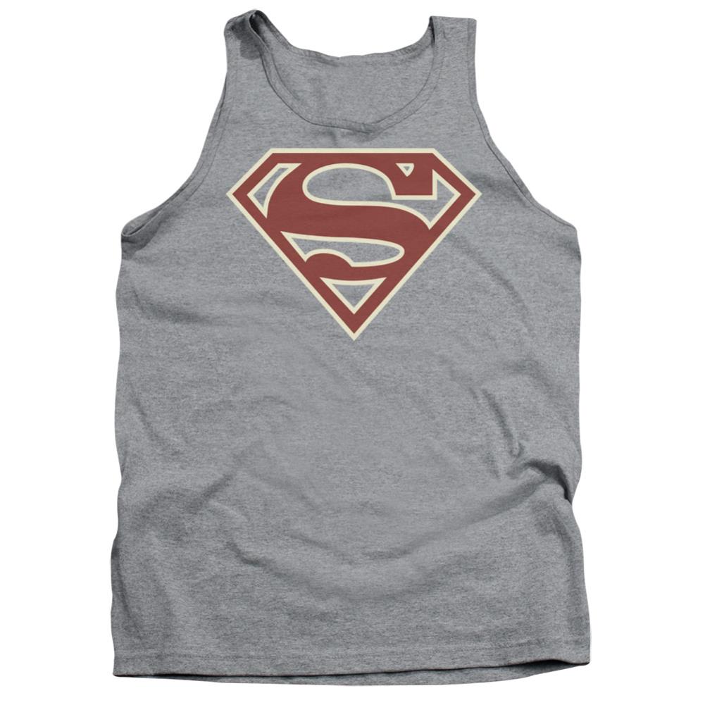 Superman Crimson & Cream Shield Men's 18/1 Cotton Tank Top