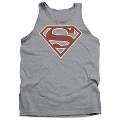 Superman Crimson & Cream Shield Men's 18/1 Cotton Tank Top