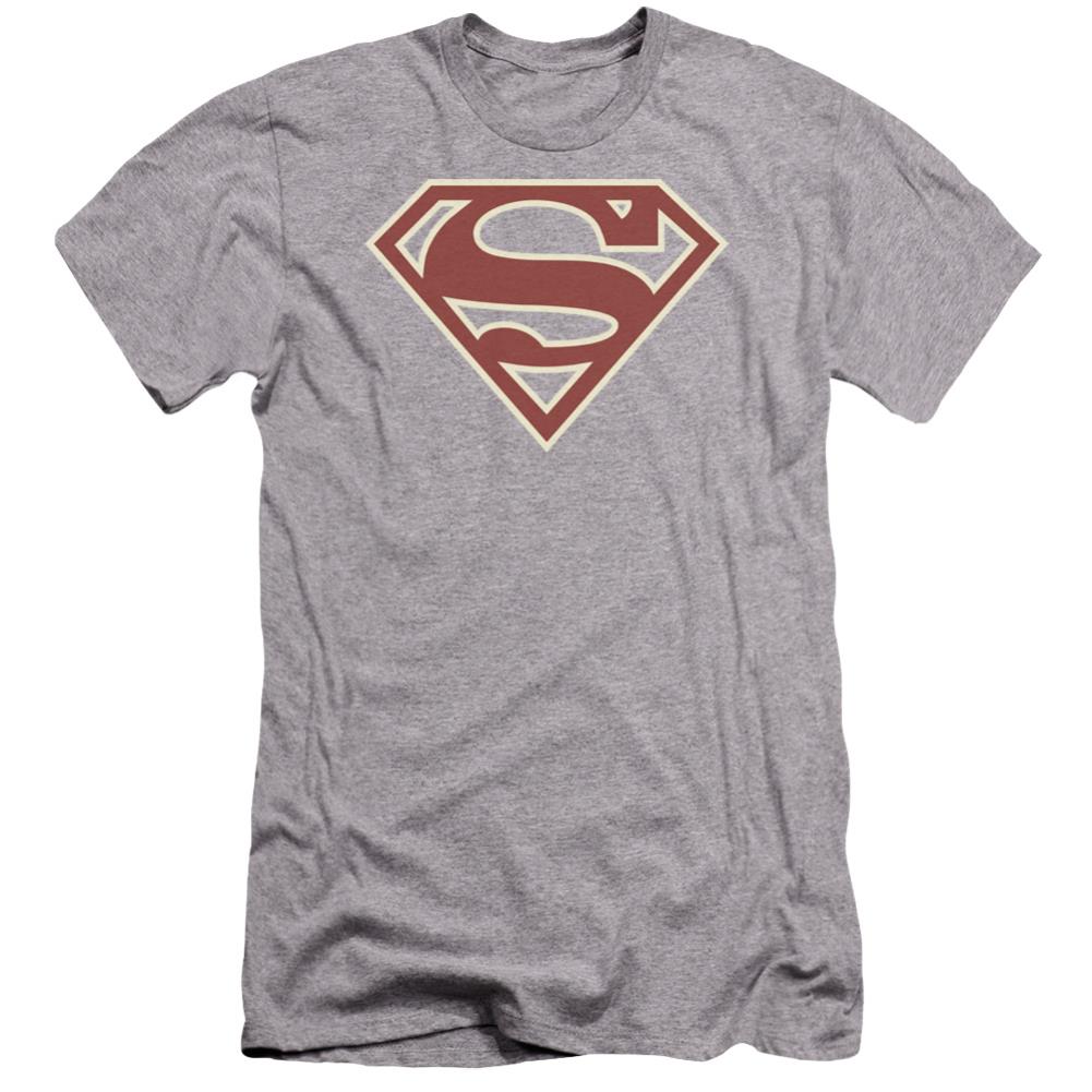 Superman Crimson & Cream Shield Men's Ultra-Soft 30/1 Cotton Slim SS T