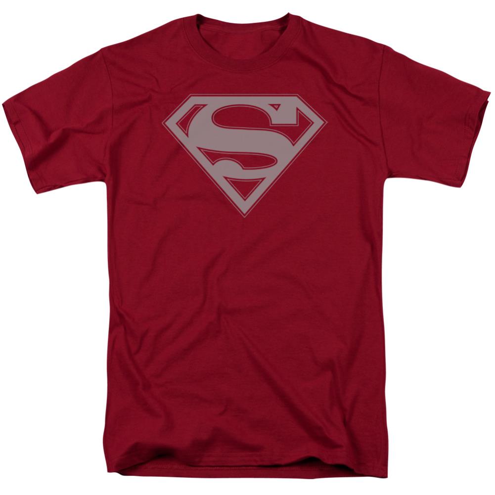 Superman Crimson & Gray Shield Men's 18/1 Cotton SS T