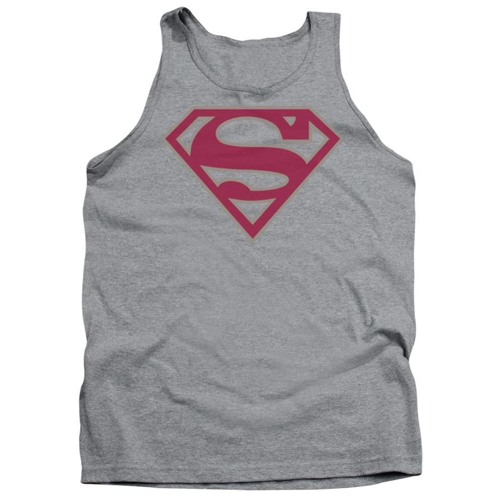 Superman Crimson & Gray Shield Men's 18/1 Cotton Tank Top