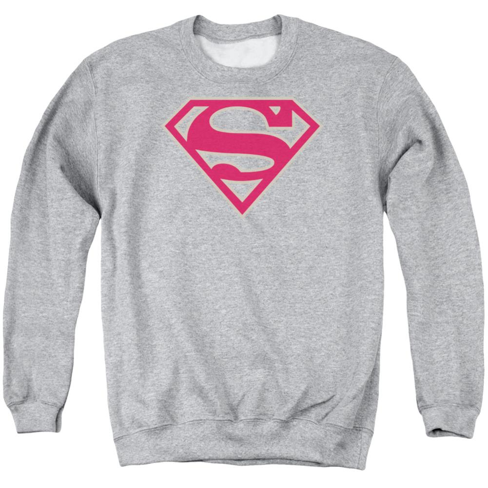 Superman Crimson & Gray Shield Men's Crewneck 50 50 Poly LS T