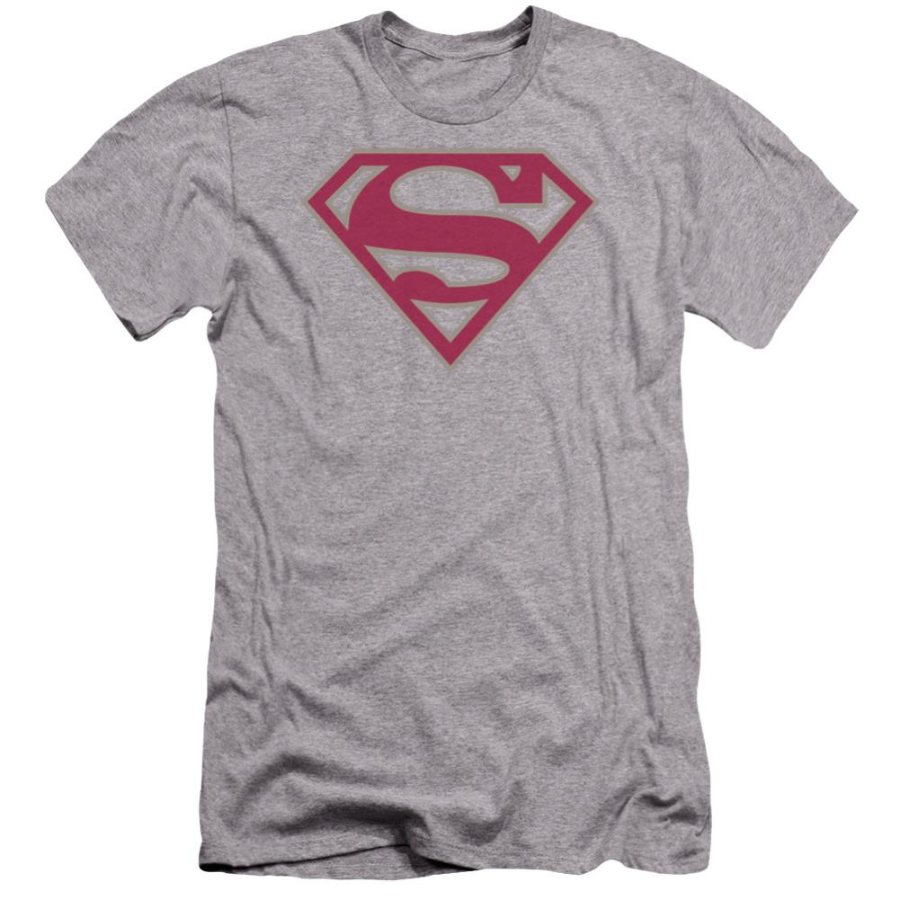 Superman Crimson & Gray Shield Men's Ultra-Soft 30/1 Cotton Slim SS T
