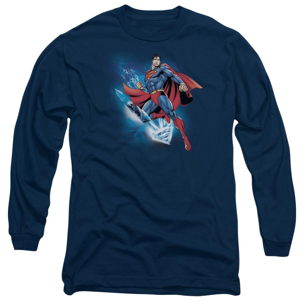 Superman Crystallize Men's 18/1 Cotton LS T